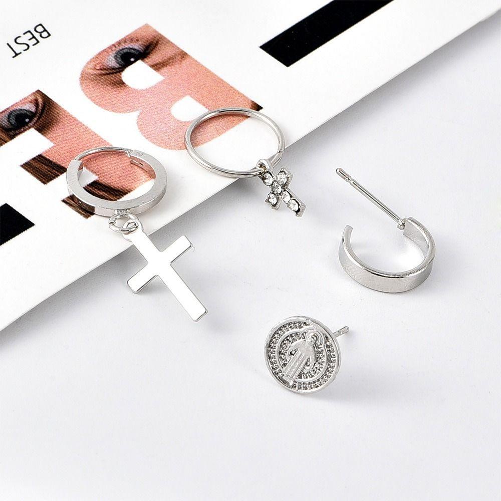 NEEDWAY Wanita Anting Set Perhiasan Fashion Kepribadian Telinga Drop Gadis Hadiah Cross Tergantung Gothic Alloy Menjuntai Earrings