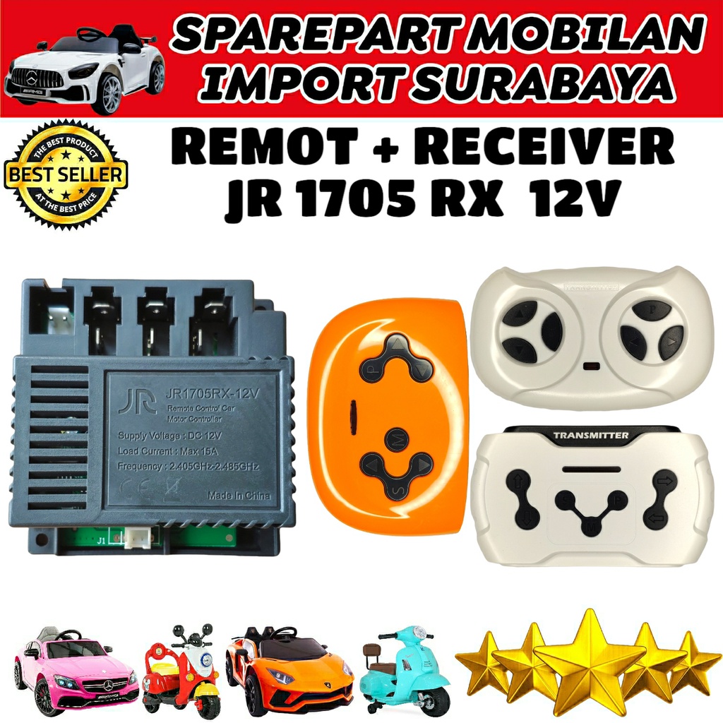 JR1705RX 12V RECEIVER MOBIL AKI ANAK JR 1705 RX 12 VOLT MODUL MOBILAN ANAK 12V 7AH ADAPTOR CHARGER 12