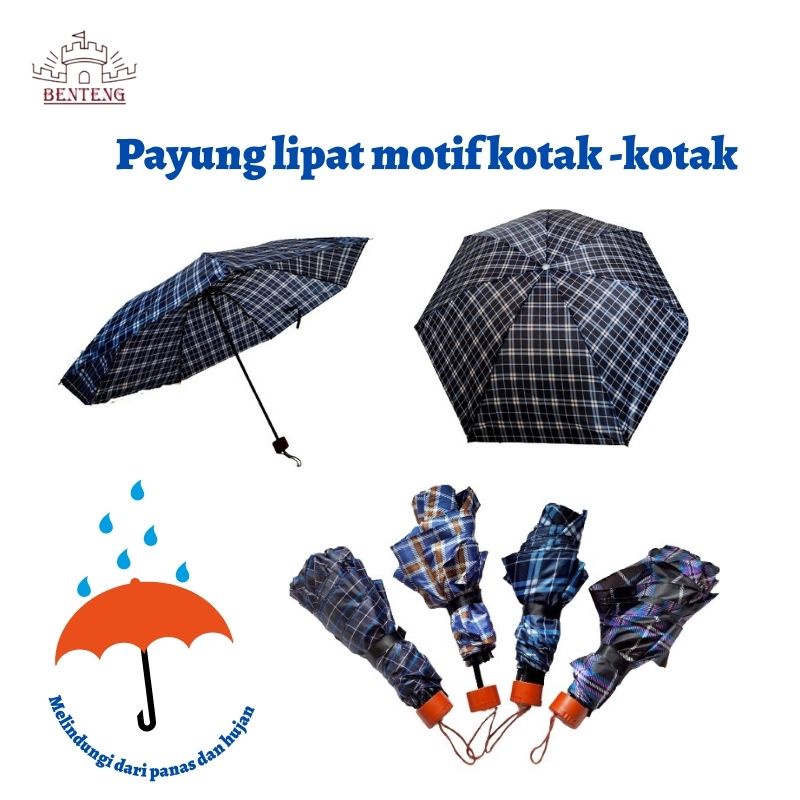 PKL4 - Payung Lipat Motif Kotak Kotak Fancy Plaid Umbrella Fashionable