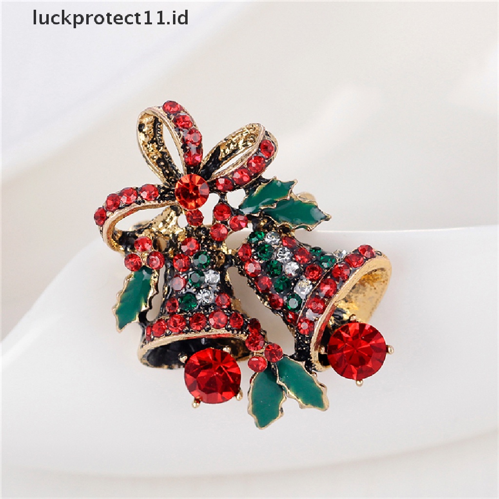 /Fashion Hot// Fashion// 1pc Fashion Natal Berlian Imitasi Lucu Natal Bell Bros Pin Xmas Hadiah Pesta.