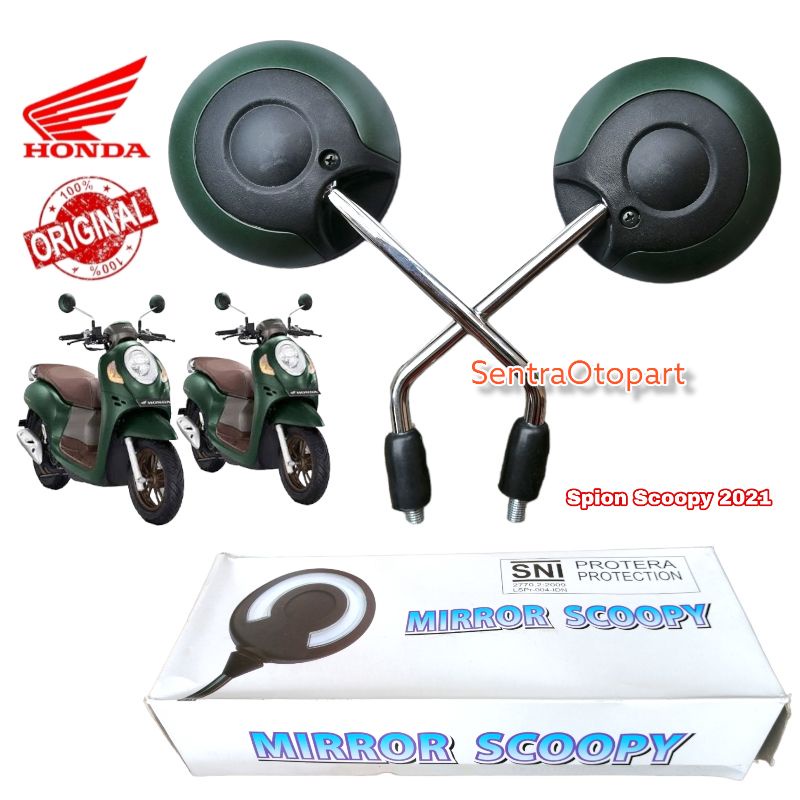 Kaca spion scoopy 2021 k2f hijau doff dop original