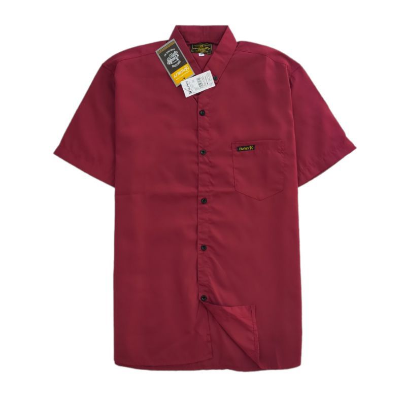 KEMEJA POLOS PRIA MOCCA DUSTY PINK MARUN BLUE SKY GREY LENGAN PENDEK HEM KATUN OXFORD