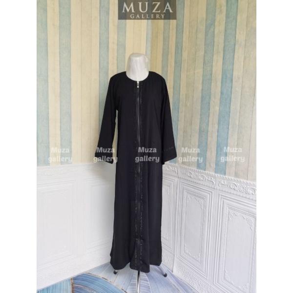 MUZA ABAYA HITAM ZIPER BLACK