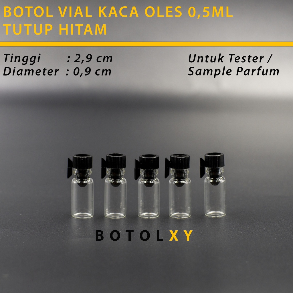 Vial 0,5ml Botol Lidi Tester Sample Parfum Kaca Stik Oles Mini - Hitam