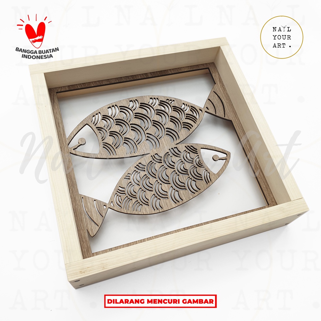 Hiasan Dinding Frame Kayu - JAPANESE FISH - Wall Decoration