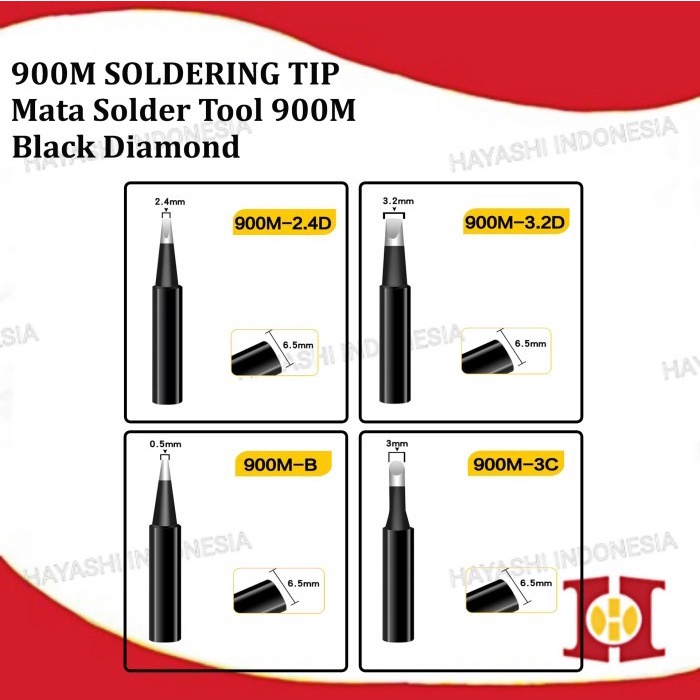 Mata Kepala Solder Station 900M Tip Head Black Diamond 936 936A 908S - 10pcs