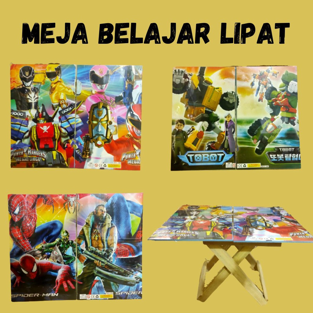 MEJA BELAJAR ANAK COWOK / MEJA LIPAT KAYU/ VARIASI SESUAY DENGAN GAMBAR