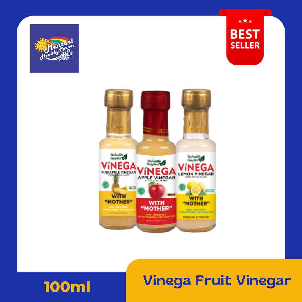 Vinega Cuka Buah 100ml [Lemon, Apel, Nanas] (Botol Kaca)