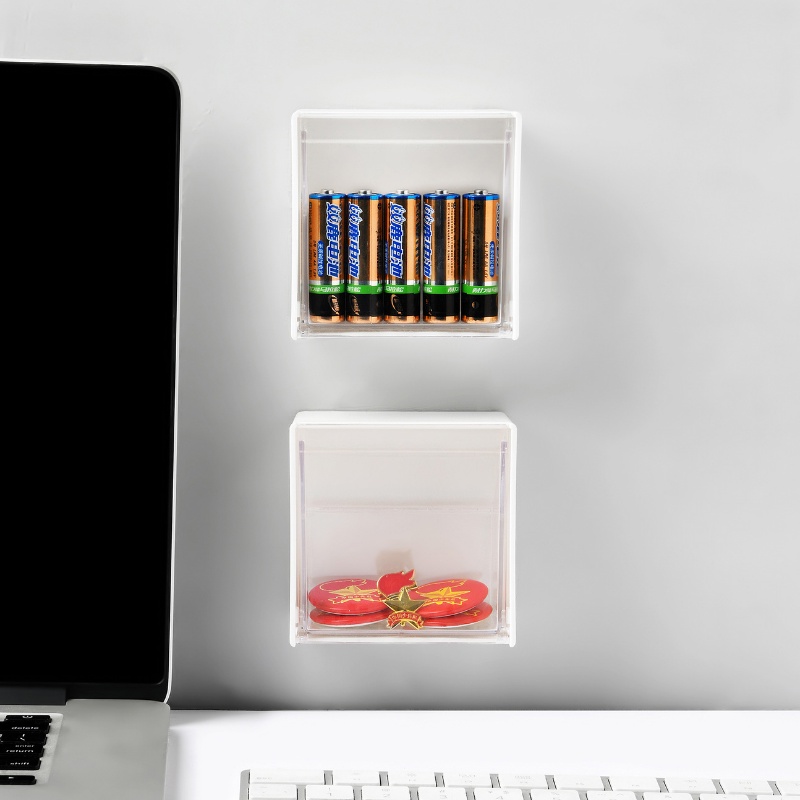 Rak Dinding Plastik Transparan/Organizer Kamar Mandi Cotton Swabs Makeup Case/Kotak Perhiasan Penyimpanan Barang Kecil