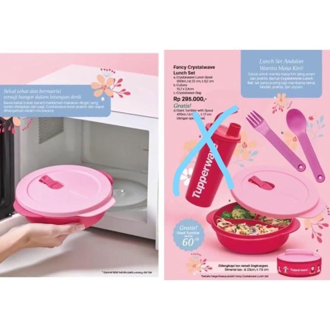 Tupperware Fancy Crystalwave Lunch Set PINK