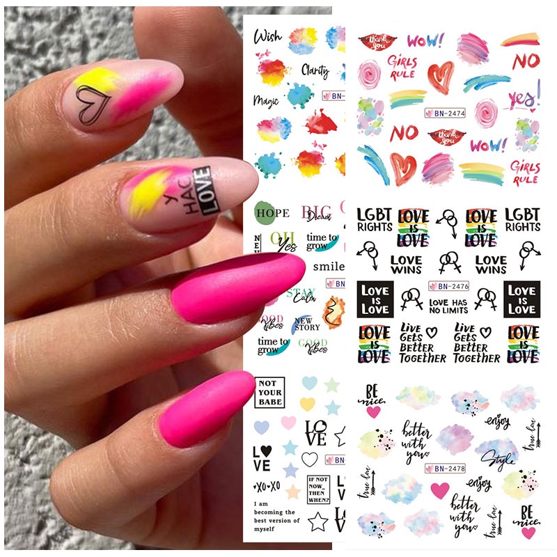 Stiker Air Kuku Campuran Bunga Geometris Nail Art Transfer Air Decals Sliders Bunga Daun Manicures Dekorasi