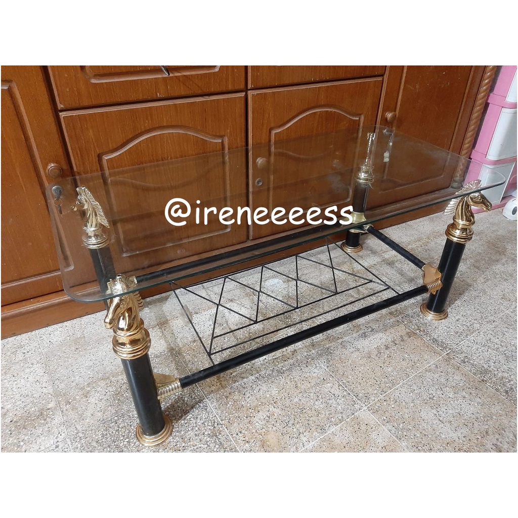 MEJA TAMU KACA RANGKA BESI / MEJA SOFA TAMU