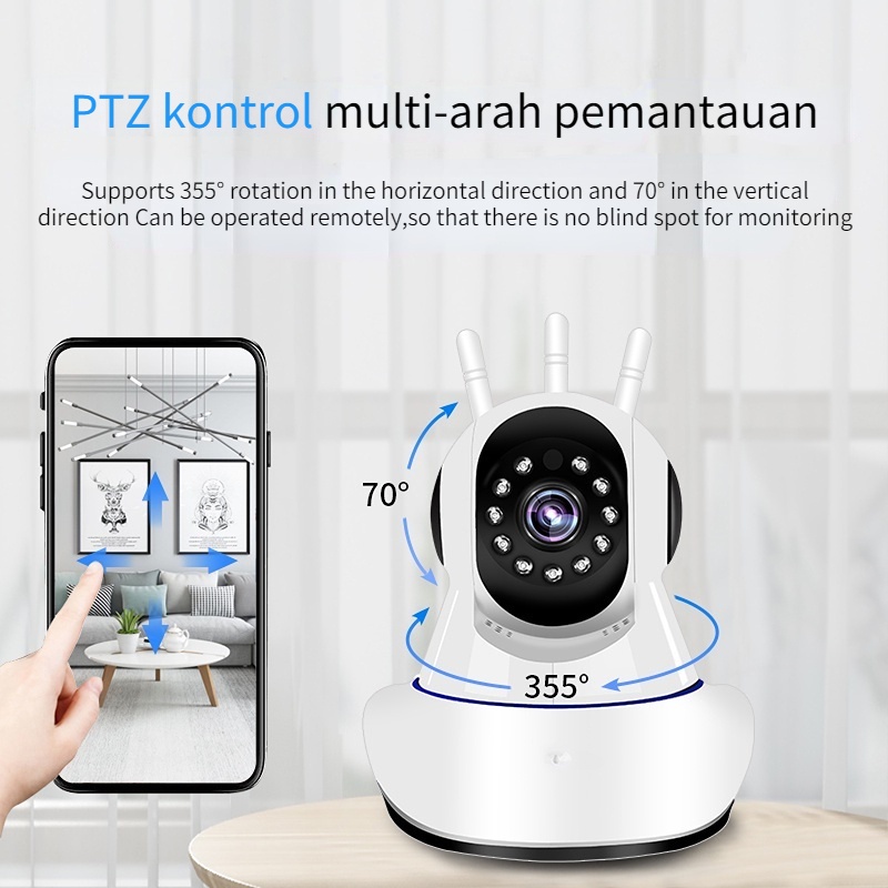 V380 Q5 Kamera panorama 360 derajat nirkabel tanpa jalan buntu, dalam ruangan dapat dihubungkan ke ponsel, monitor rumah night vision definisi tinggi Jarak Jauh