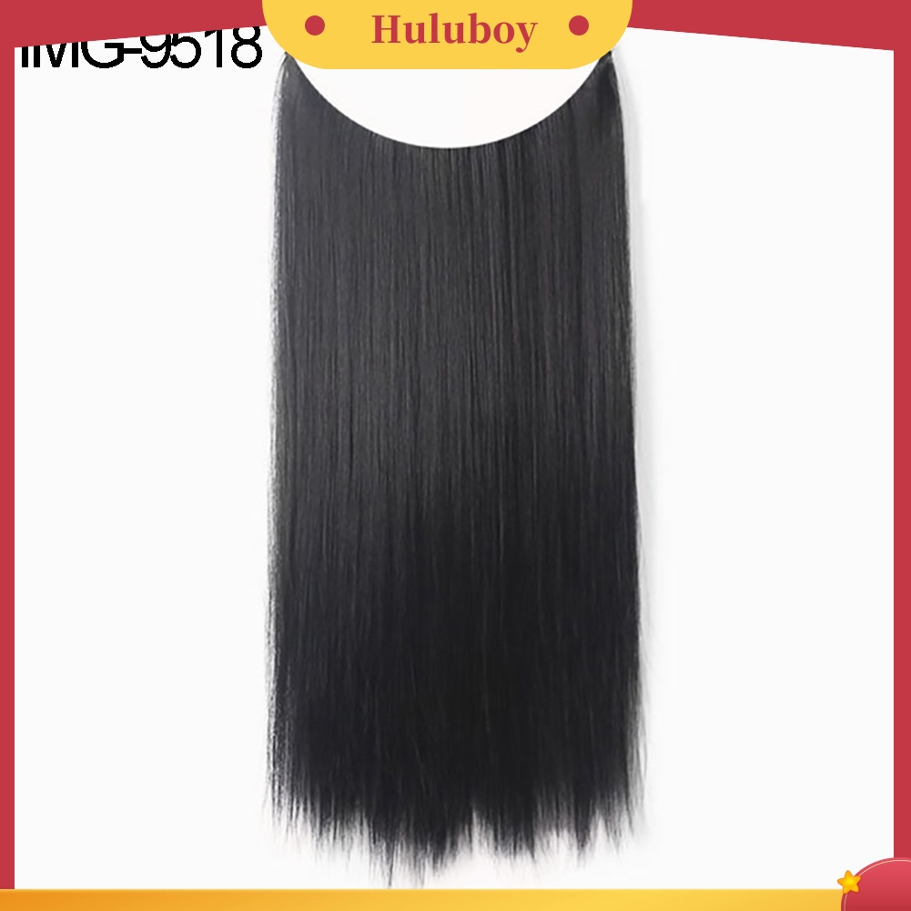 Wig Rambut Ekstensi Model Panjang Keriting Lurus Bahan Serat Alami Untuk Wanita