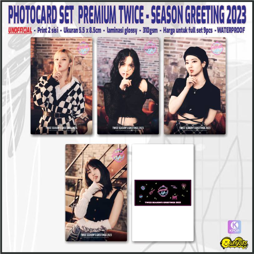 Photocard Set Premium Twice Season Greeting 2023 / print 2 sisi laminasi glossy / anti air isi 9 pcs