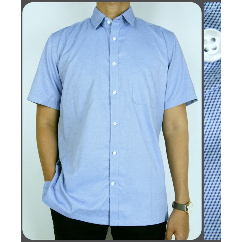 Kemeja Pria Reguler Stanley Adams Lengan Pendek Biru Langit Oxford 22 | Hem Pria Reguler | Kemeja Branded Original 100% Matahari