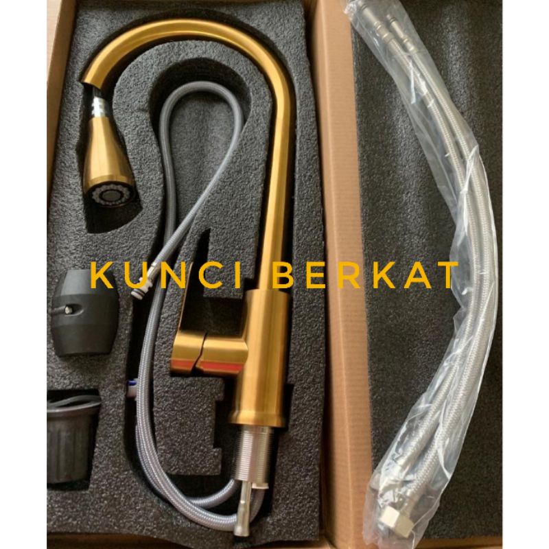 Kran Angsa Tarik Gold/Kran Kitchen Sink Gold/Emas/Keran Air/Kran Cuci Piring