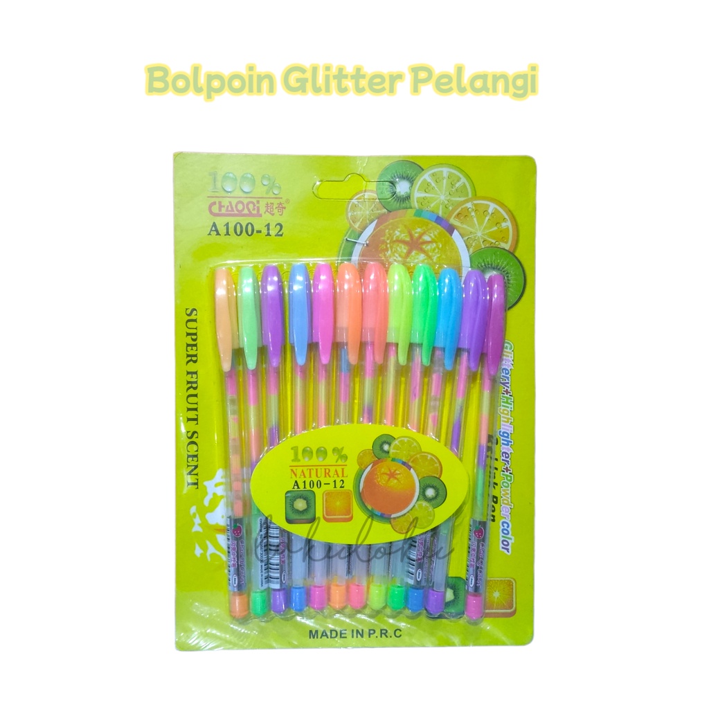 

Bolpoin / Pulpen Glitter Warna Pelangi / Rainbow Pen