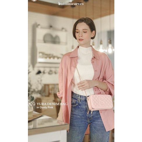 Readysoon yura denim bag in dusty pink by buttonscarves luana nylon bag charcoal plum tropical serie