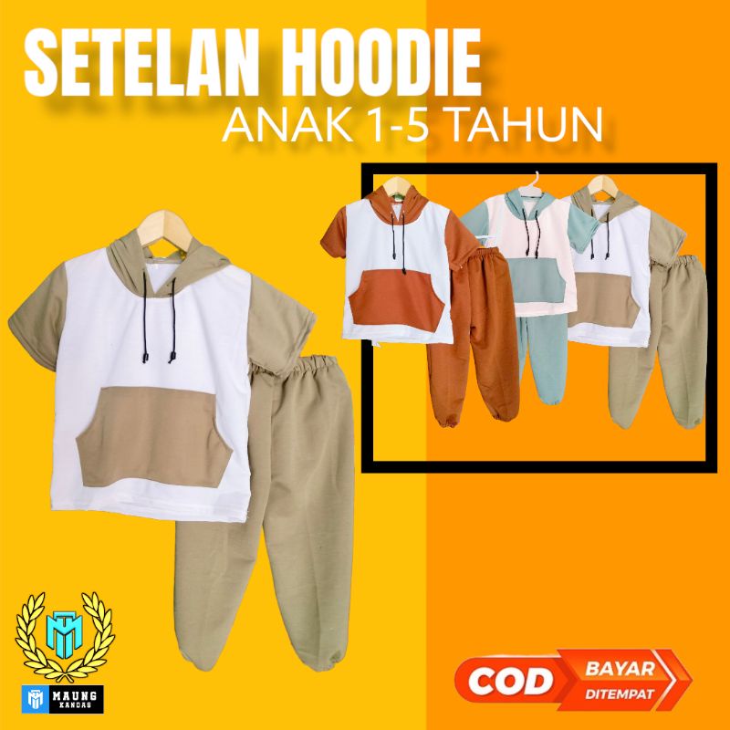 SETELAN HOODIE ANAK LAKI LAKI DAN PEREMPUAN 1-5 TAHUN SET KAOS HOODIE