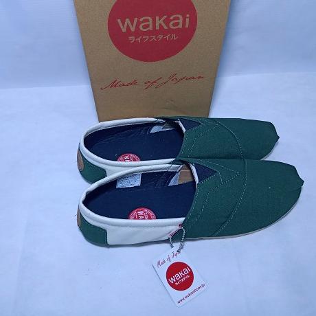 ([Product]-E23Q➸) Sepatu wakai hijau army putih | Sepatu Slip on Pria | Sepatu wanita | Sepatu flat 