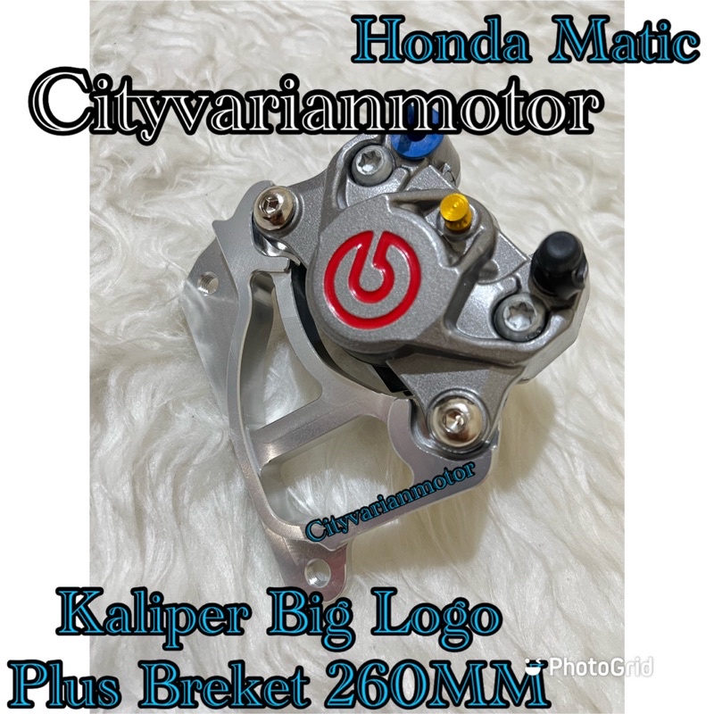 Paket Kaliper Big Logo Plus Piringan Disk Cakram Depan m- PSM 260 Plus Breket Kaliper 2p Piston 260MM Honda Matic Vario 125 150 Vario New Mio Beat Scoopy new Mio Sporty