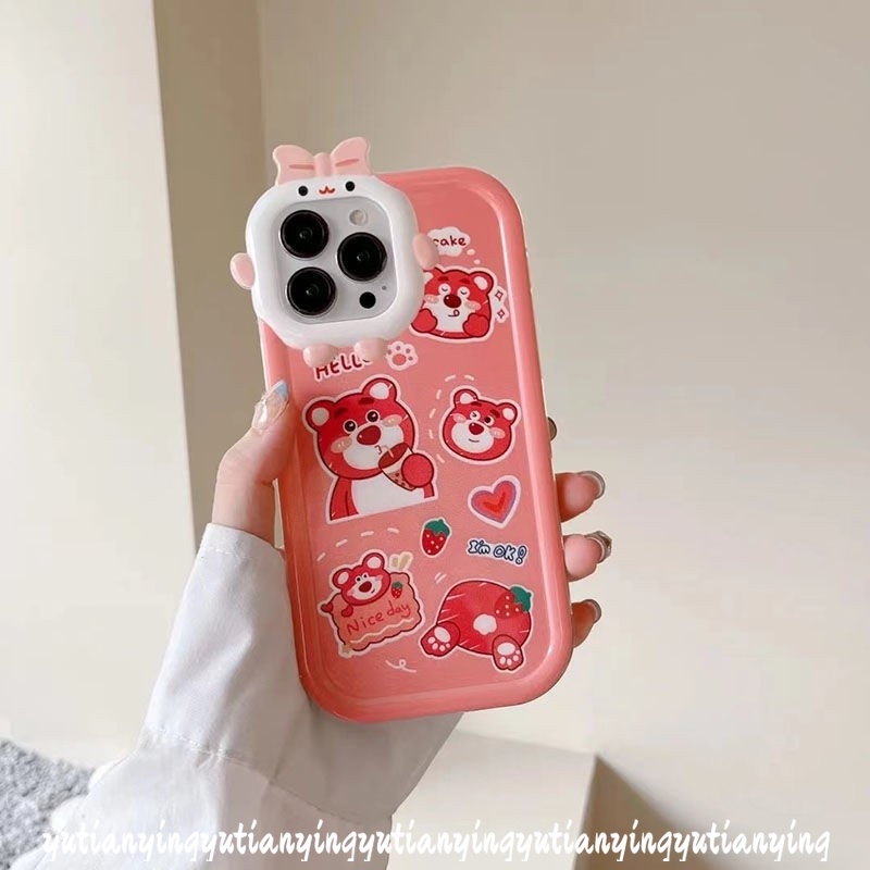 Casing Lensa 3D Bow Monster Untuk Samsung A04s A03s A50 A30s A13 A12 A03 A04E A32 A04 A53 A50s A23 A52 A51 A52s A22 A71 A02s A33 A21s A73 A11 A31 Kartun Strawberry Bear Manyo Soft Case