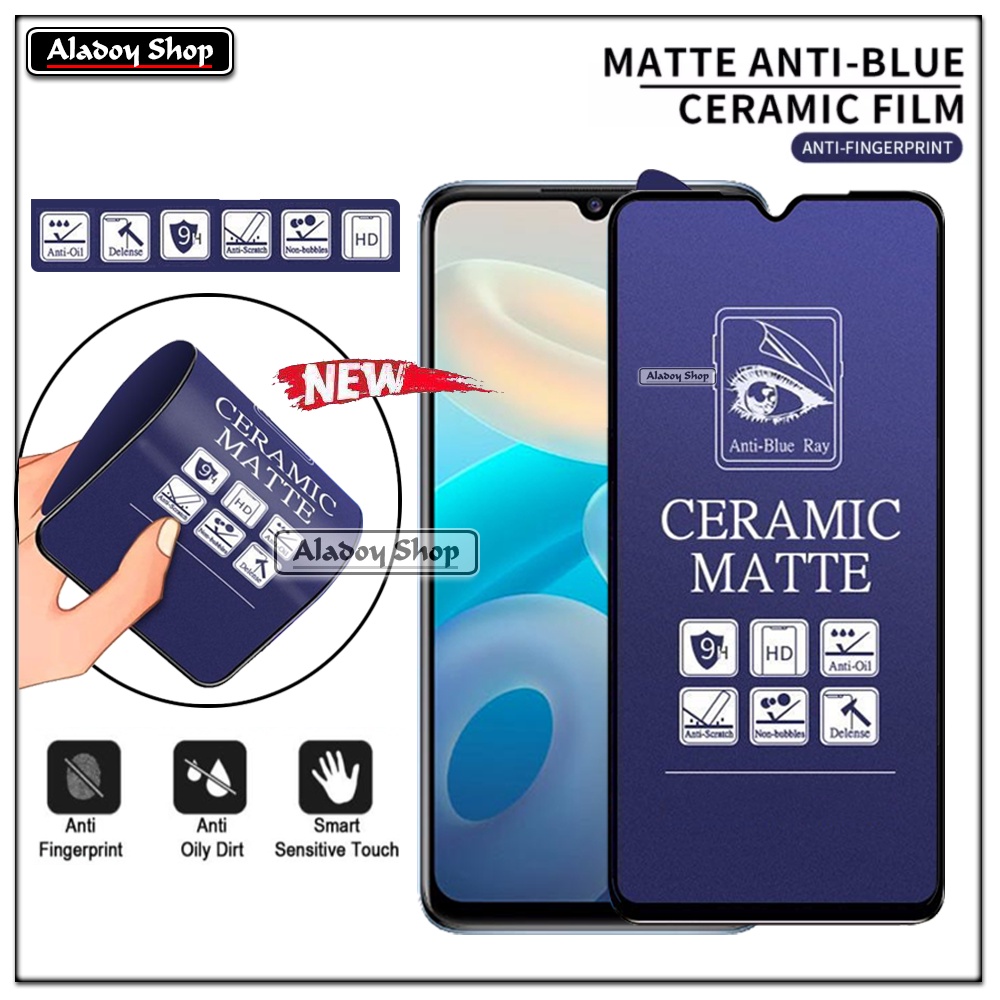 PAKET 3IN1 Anti Gores Blue Matte Anti Glare Vivo Y55 4G + Tempered Glass Camera dan Skin Carbon