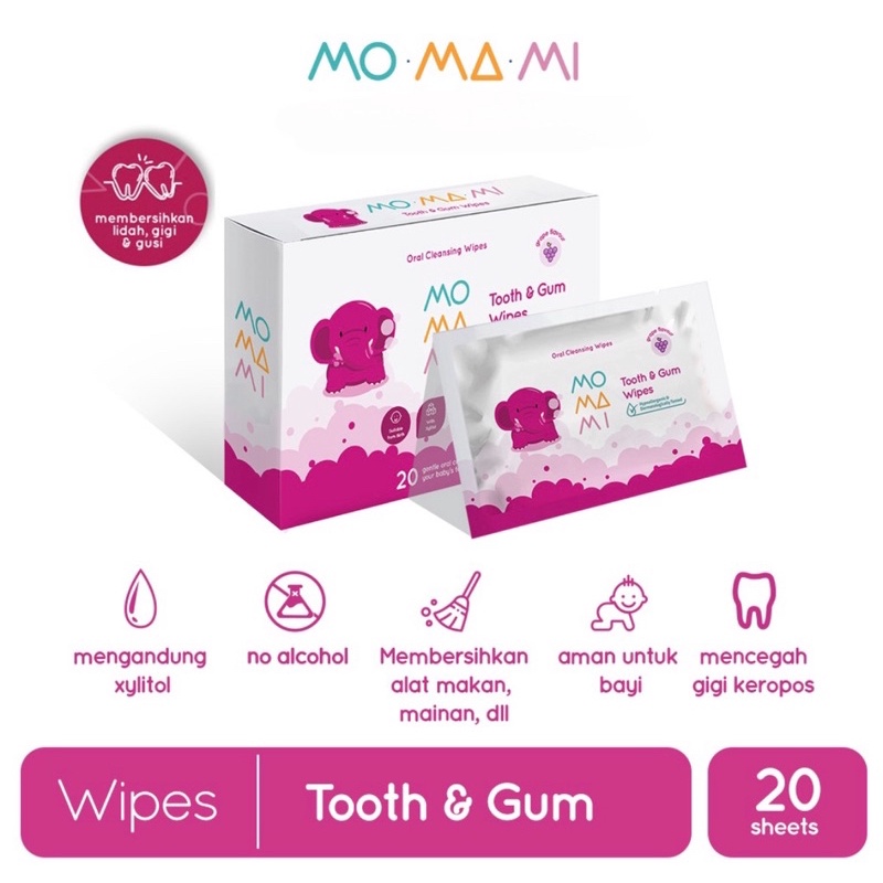 Momami Baby Tooth &amp; Gum - Tisu Basah Gigi &amp; Gusi Bayi (20 Lembar)