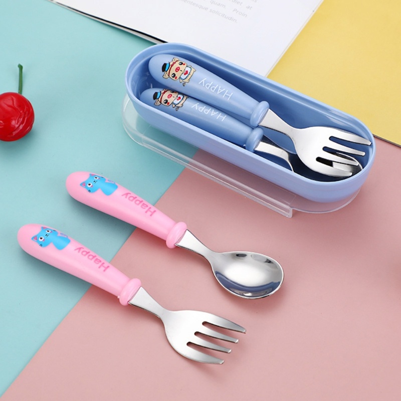 Mary Baby Spoon Feeding Spoon &amp; Fork Grade Kids Peralatan Dapur Stainless Steel Feeder Spoon Balita Sendok Garpu Gadget