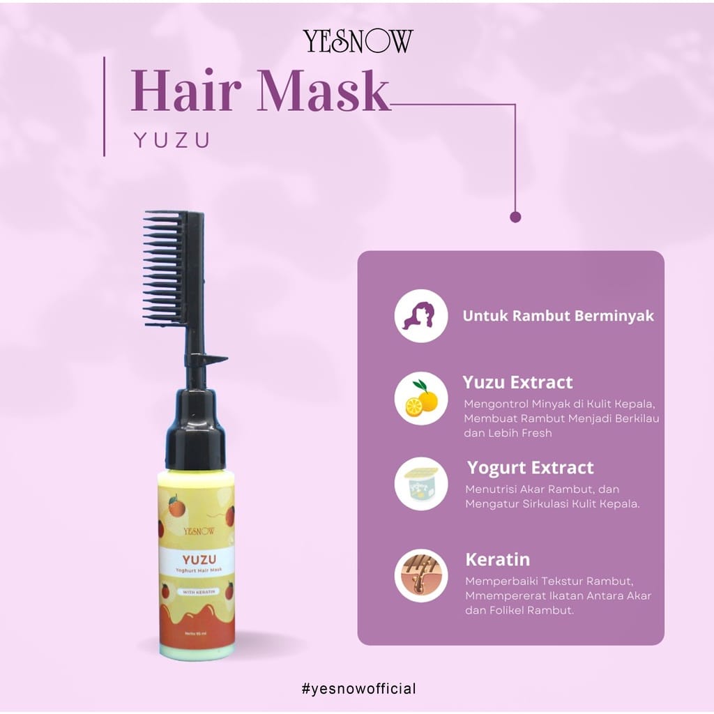 YESNOW Hair Mask | Botol Sisir | Masker Rambut | Perawatan Rambut 95ml