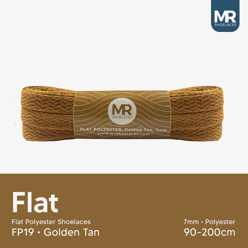 Original MR Shoelaces FP19 Golden Tan (Coklat Tan) Sepatu Pipih Flat 7mm 90cm-200cm Polyester Premium Shoelaces
