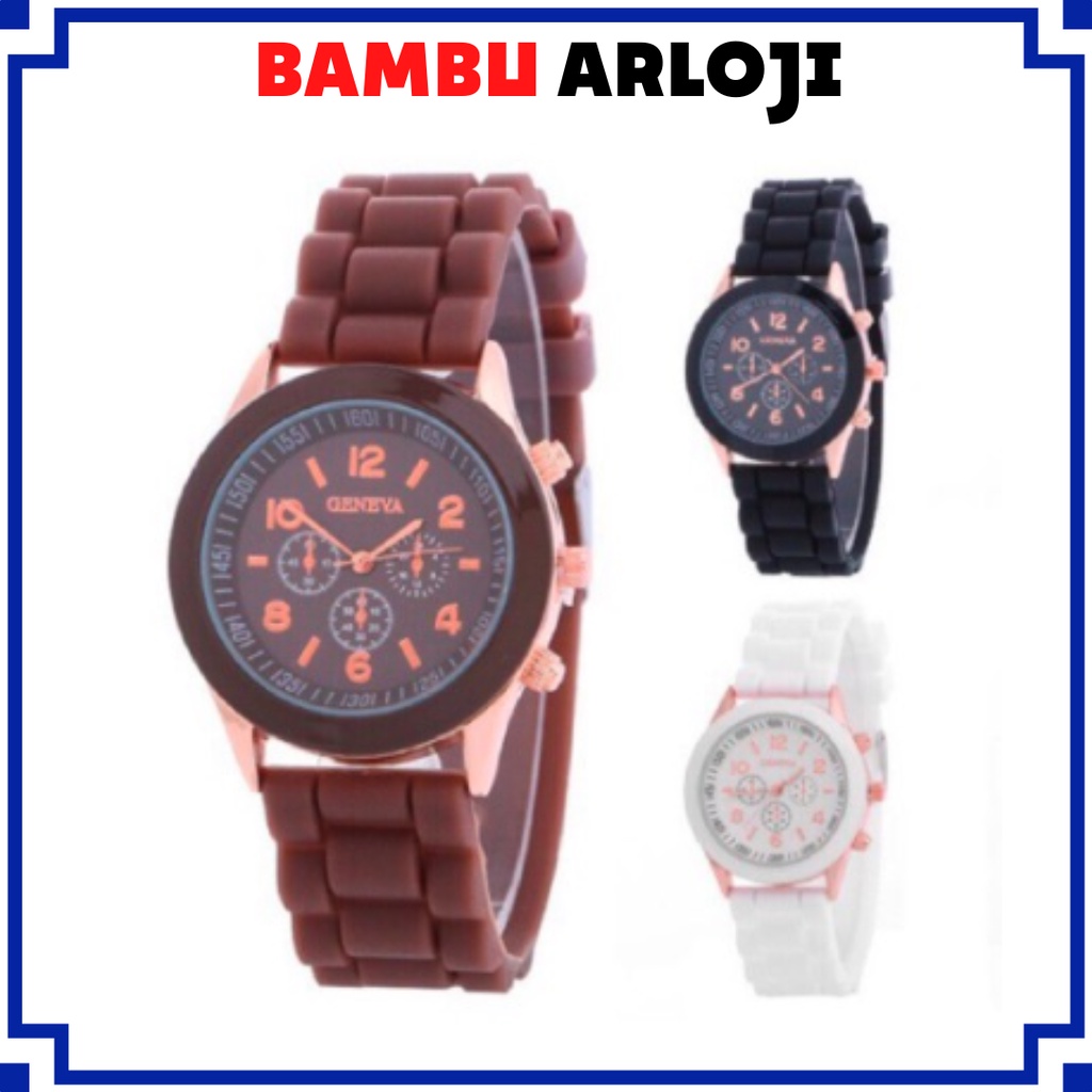 BAJ Jam Tangan GENEVA 259 Wanita Pria COUPLE Analog Fashion Casual Quartz Watch Rubber GN001 C6 C7