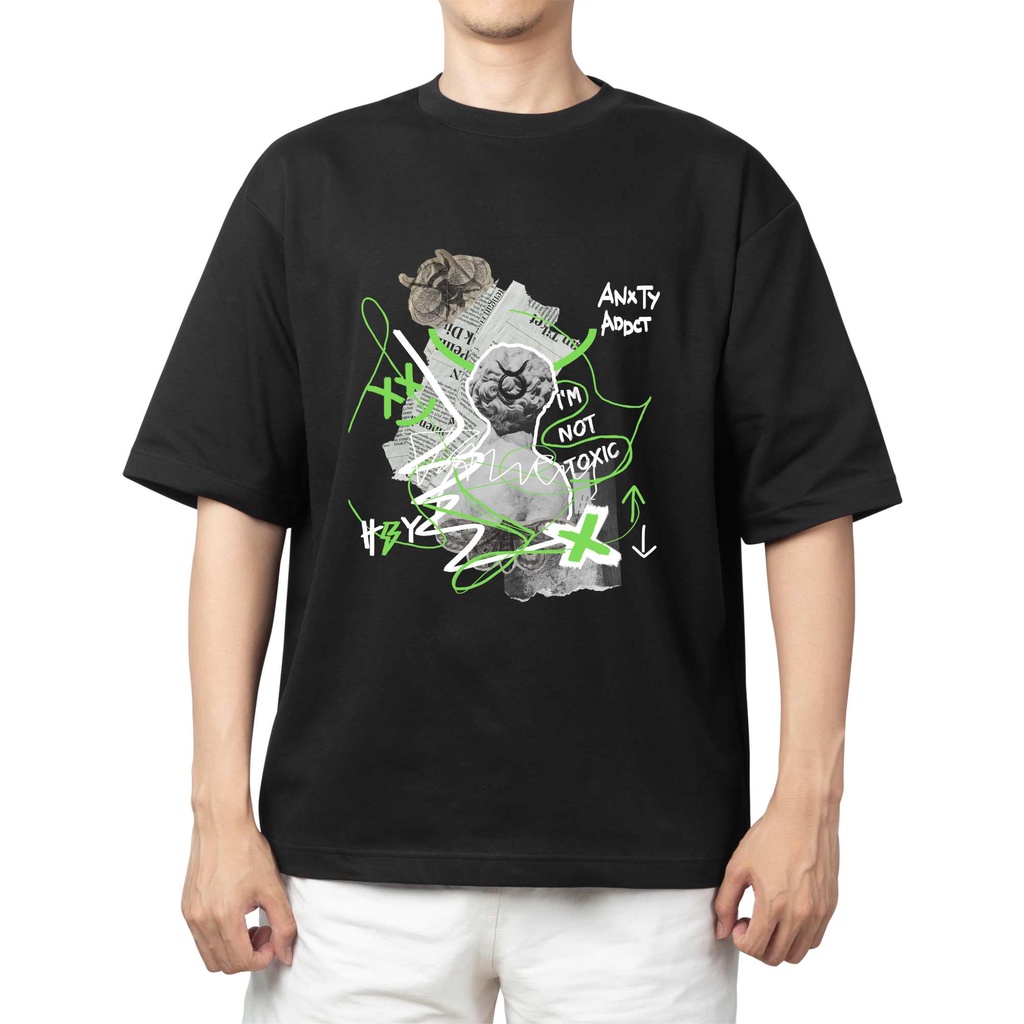 Kaos Oversize Printed T-Shirt Anxiety Addict - Taurus