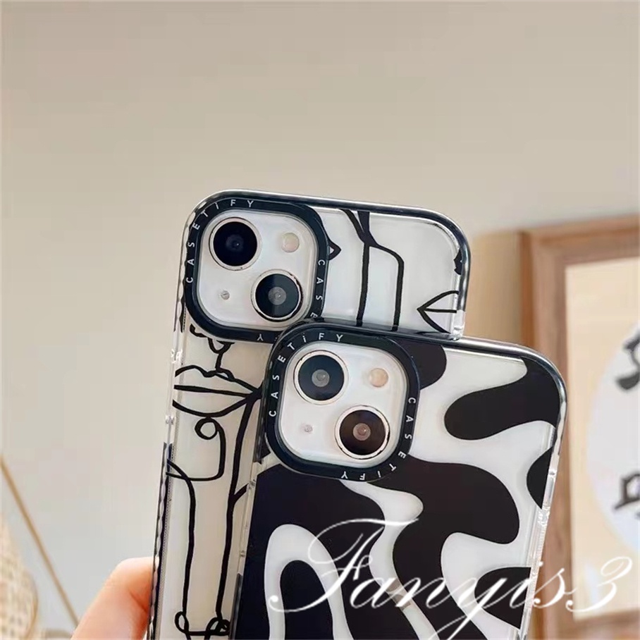 Compatible For iPhone 14 13 12 11 Pro Max X XR Xs Max 8 7 6 6s Plus SE 2020 Kompatibel Untuk Kartun Abstrak Geometri Ponsel Case Bening TPU Lembut Cover Pelindung