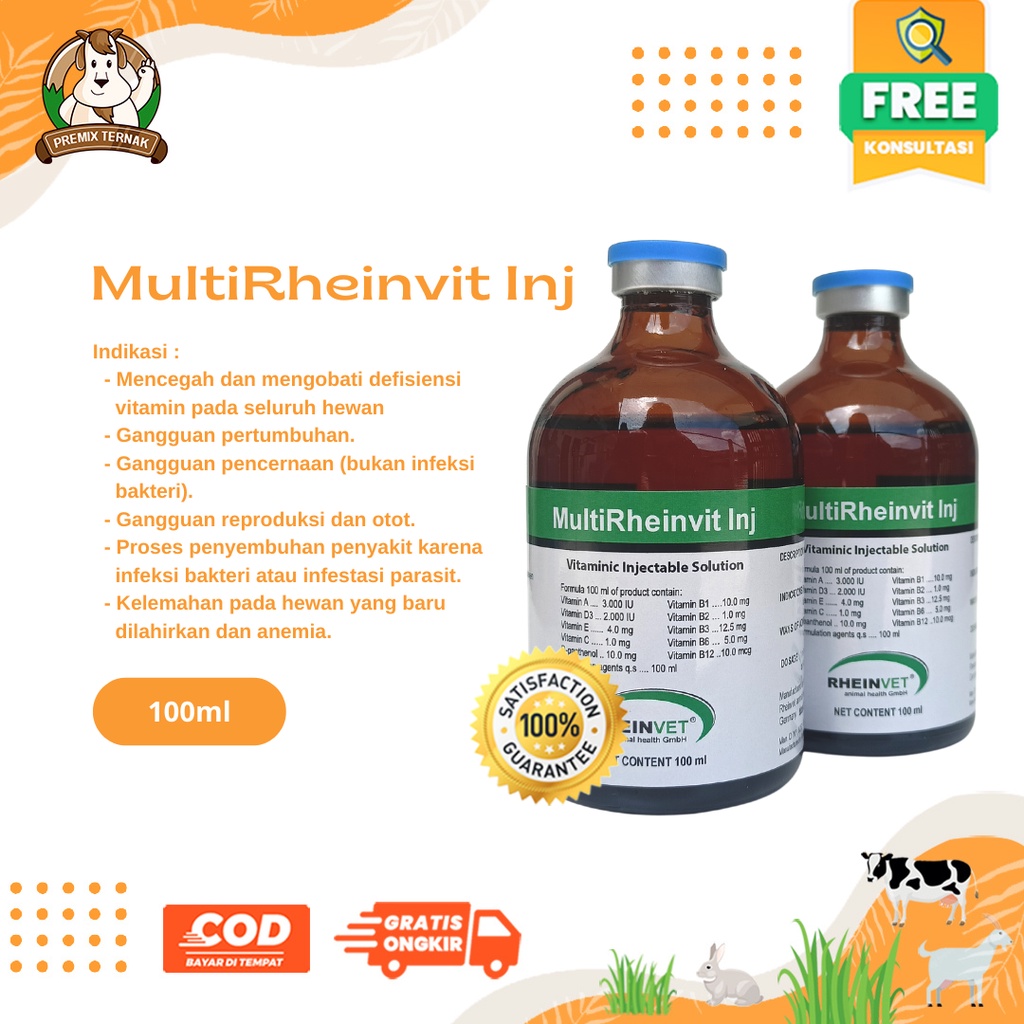 RHEINBIO 100 ML Injeksi ATP - Penguat Otot dan Penambah Stamina Hewan - Rheinvet Jerman