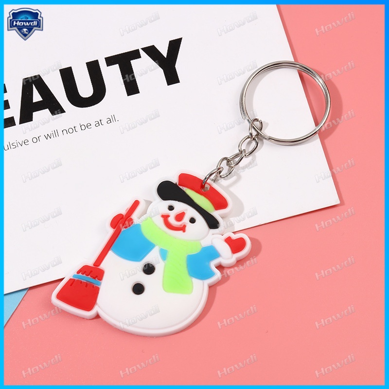 Gantungan Kunci Kartun Santa Claus Kartun Hadiah Natal Pvc Lembut Keychain Christmas Tree