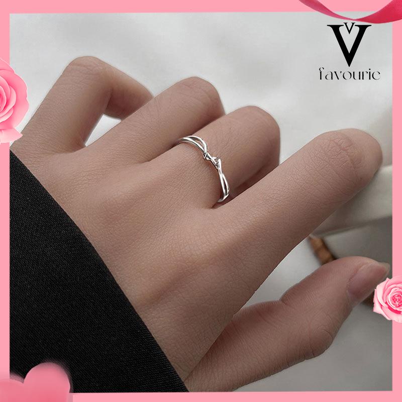 CODCincin Garis Sederhana Cincin Geometris Wanita Cincin Lembut Terbuka Cincin Jari Telunjuk Pacar-FA