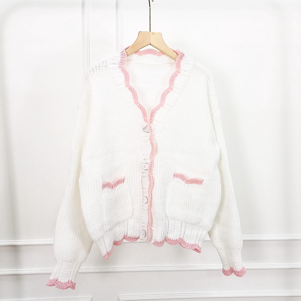 Candy Sweater Cardigan Top Warna Pastel - Atasan Wanita Kardigan Rajut Knit Import - TM (CX1646)