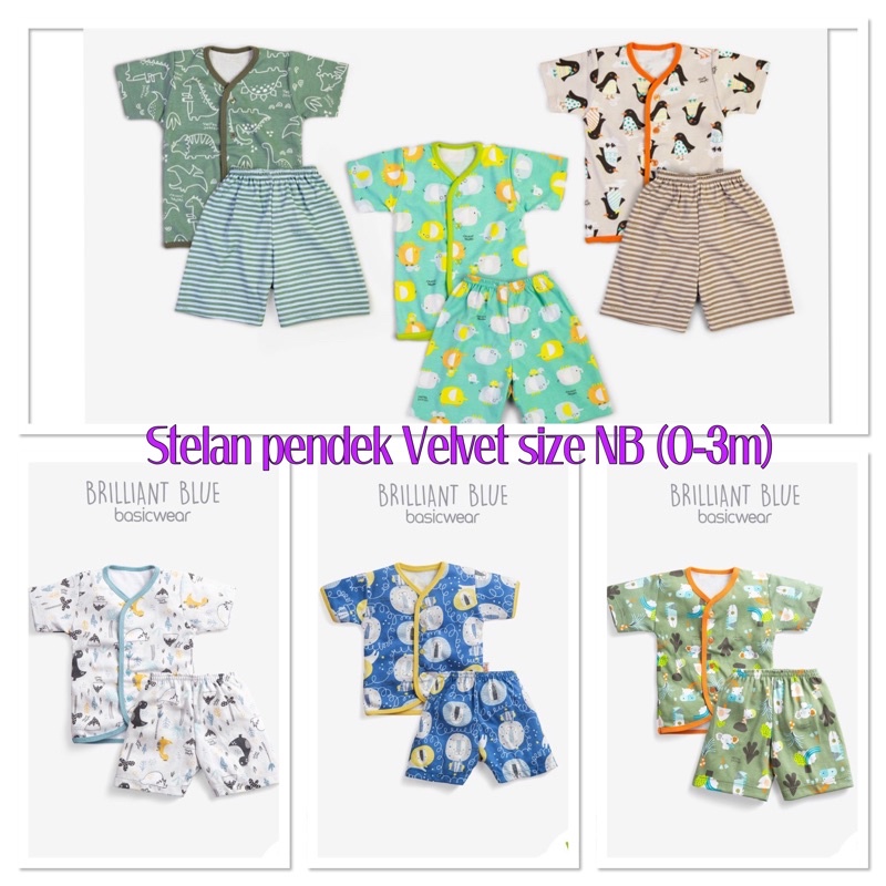 SETELAN TANGAN PENDEK Velvet Junior NEWBORN Baju Bayi Piyama Spesial Katun