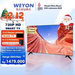 Weyon Sakura Smart TV LED 32 inch HD Ready Digital TV Android 32 inch Televisi Netflix/YouTube - WiFi/HDMI/USB (TCLG-S32A)
