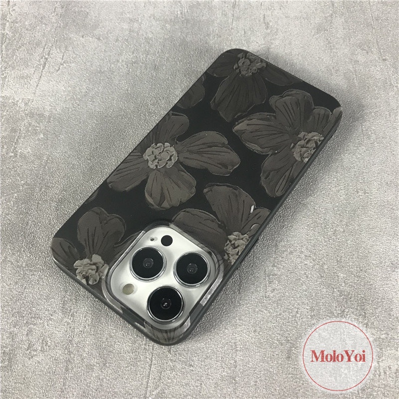 IPHONE Casing Ponsel Bunga Lukisan Cat Minyak Retro Kompatibel Untuk Iphone14 7Plus 8Plus XR 13 11 12 Pro Max7 8 14 Plus X XS Max Se2020 Halus Lembut Tpu Penutup Belakang