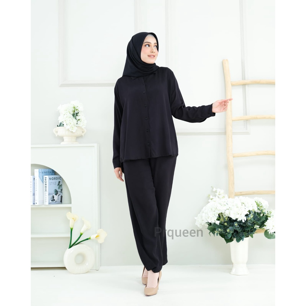 Setelan Fashion muslim wanita - One Set Nahla Premium - Bahan Katun Rayon Twill Free Bross