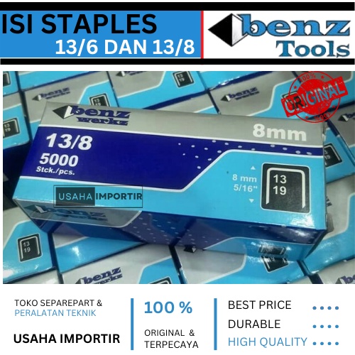 

Jual Isi Staples Tembak Merek Benz Ukuran 8mm 6mm / 13/6 dan 13/8 Original Murah berkualitas Terbaru Isi Staples Manual / Steples Tembak Benz Werkz Original Tembakan Tanggan @UsahaImportir