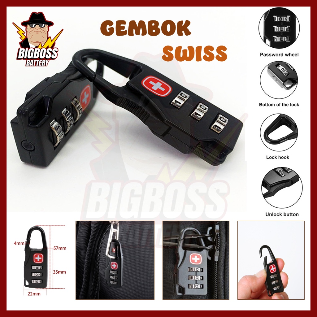Gembok Mini Kombinasi Angka Zipper Lock Password Kode Kunci Tas Ransel
