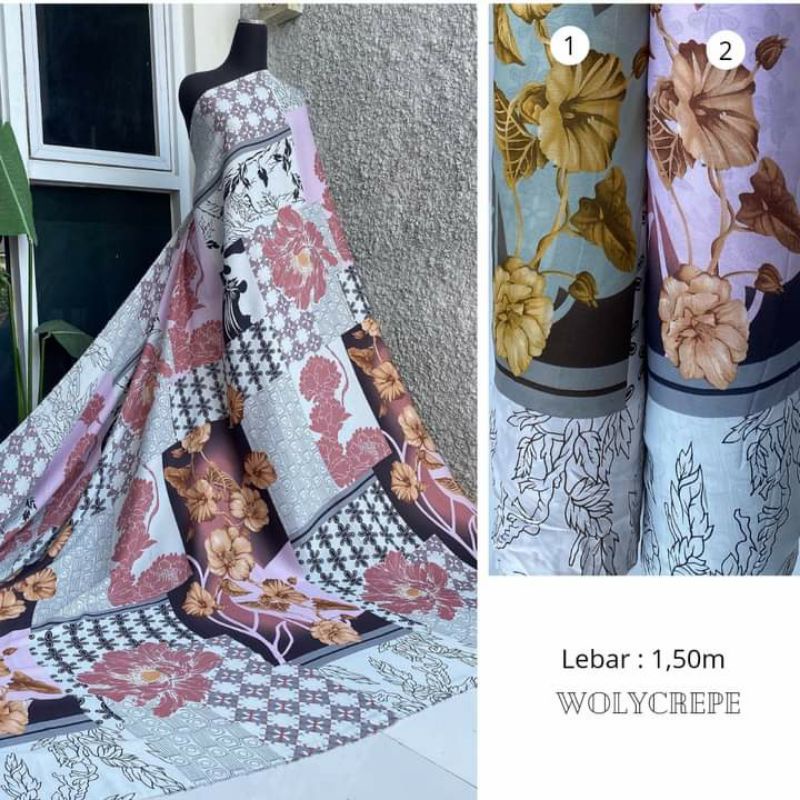 Kain Wollycrepe Motif Premium Import Termurah  by Maharani Textile