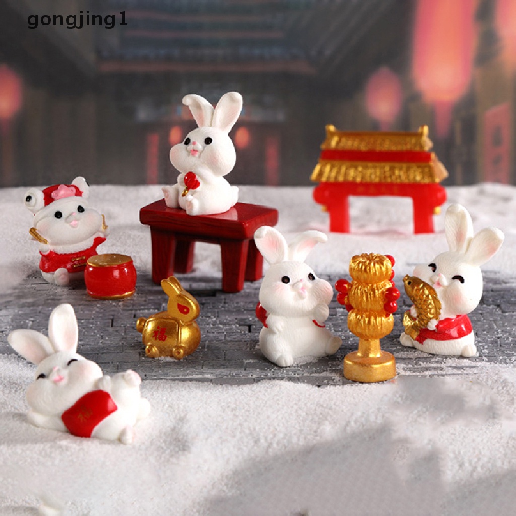 Ggg Boneka Imlek Mini Shio Kelinci Shio Resin Kelinci Kecil Micro Landscape Boneka ID