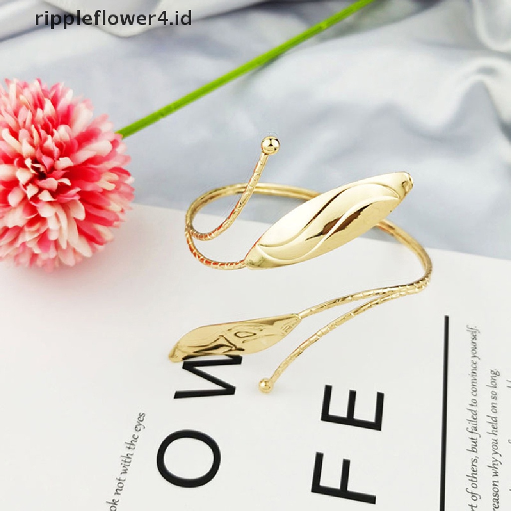 {rippleflower4.id} Bohemian Kupu-Kupu Daun Pesona Upper Gelang Lengan Rantai Logam Melubangi Pola Geometris Retro Arm Cuff Bangle Body Bracelets~