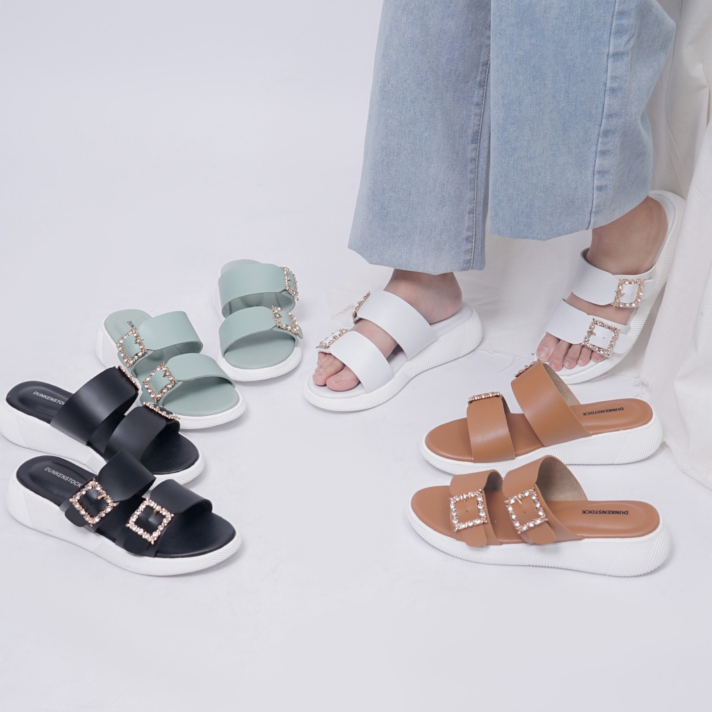 LAPEPA YUK - Dunkenstock JOA Sandal Wanita Tinggi 3cm Size 36 - 40 Selop Tidak Licin Sendal Beleza Wedges Slop Birken Dunkenstok Rumah Belezza 37 38 39 Warna Hitam Black Bellezza Kekinian Premium Terbaru Shoes Ori Original Mall Official Store