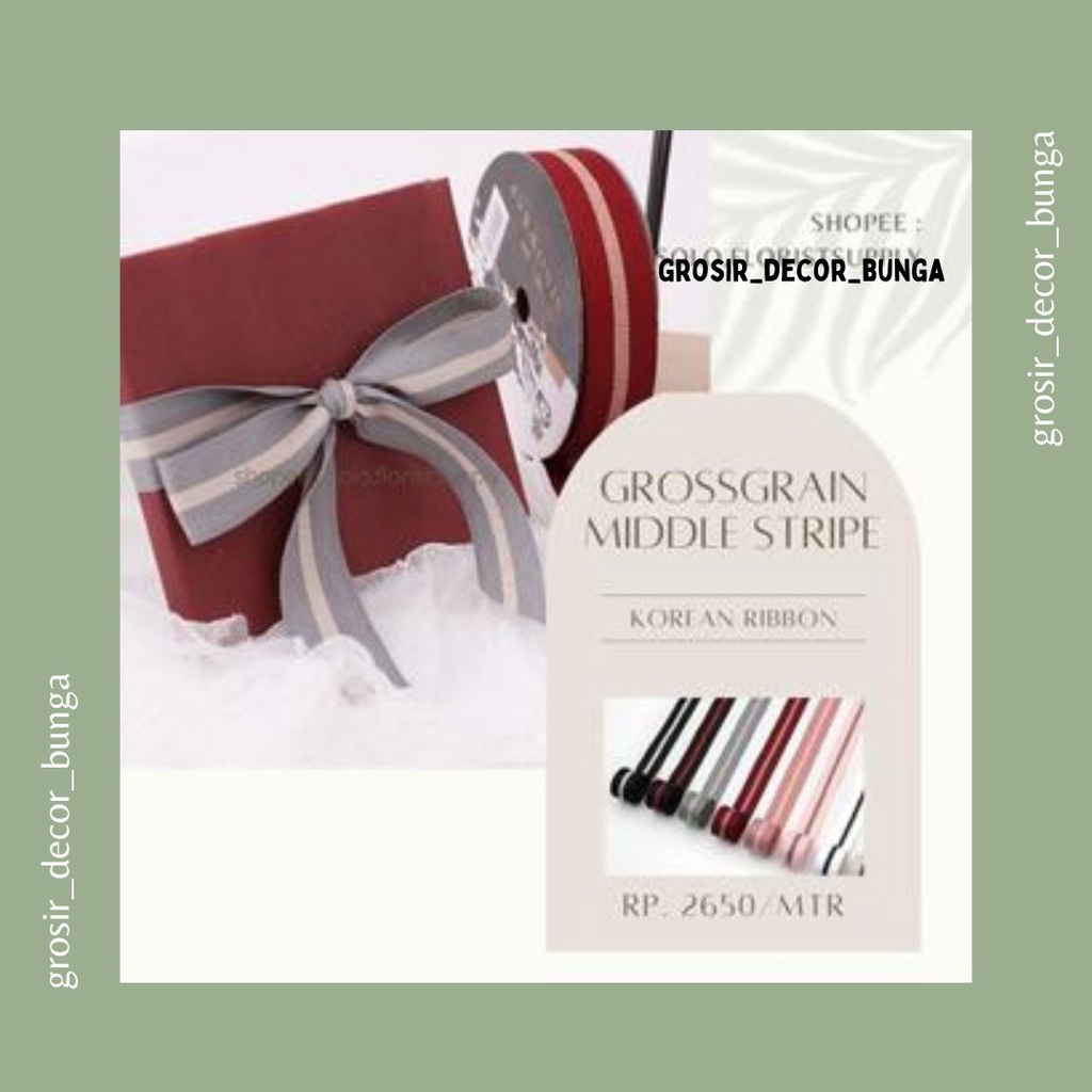 

[SW] PITA GROSSGRAIN MIDDLE STRIPE LIST KOREAN RIBBON MOTIF GARIS TENGAH LEBAR 2.6CM PREMIUM PITA KADO GIFT BOUQUET DEKORASI PITA ORGANDI TRANSPARAN UJUNG MOTIF GARIS PITA KAIN TILE TRANSPARAN PITA KADO HIAS PER METER CRAFT KERAJINAN TANGAN